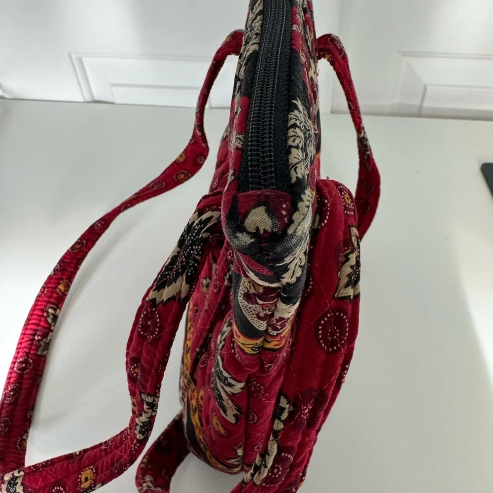 Retired Vera Bradley Provincial Red‎ Maple Leaf Villager Tote Bag And Wallet